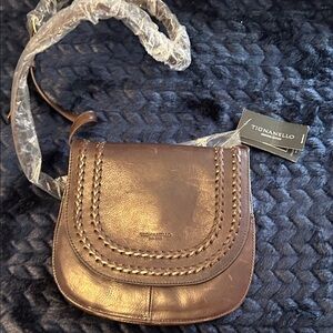 Tignanello Dark Brown Braided Leather Crossbody